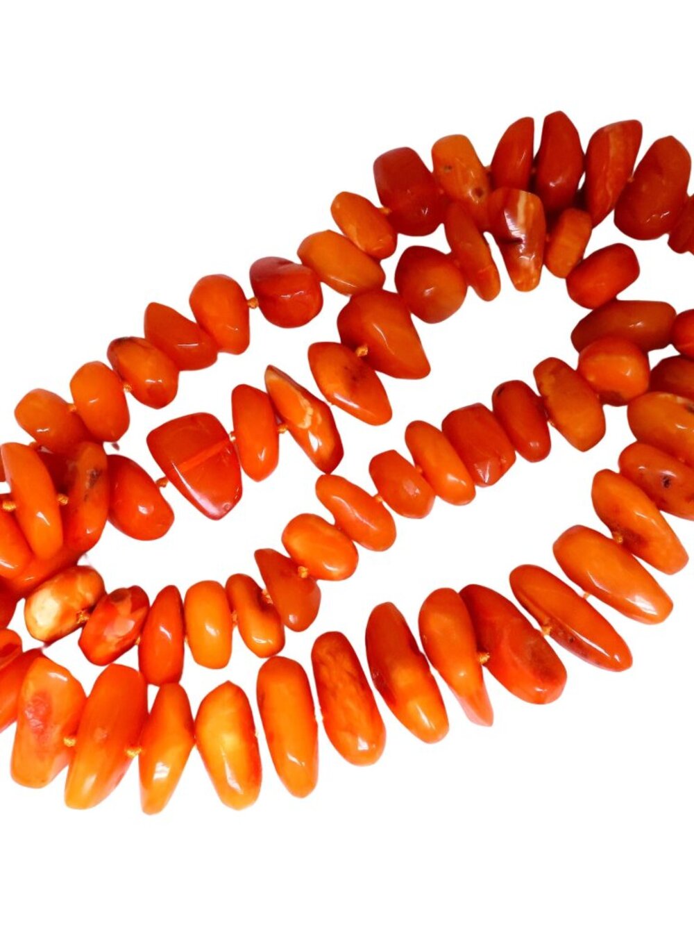 GIA Certified Natural Yellow Orange Amber Bead Necklace*